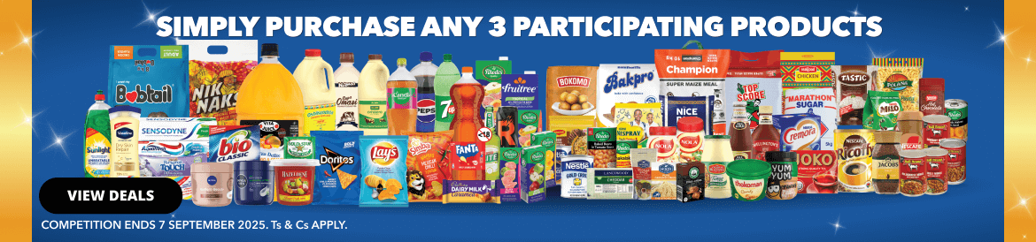 Shoprite Namibia turns 35 and you could win your groceries for FREE for an entire year! Buy 3 participating products, scan your slip and enter on WhatsApp. Offers valid until 7 September 2025. 