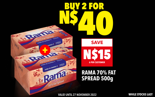 RAMA 70% FAT SPREAD 500g, BUY 2 FOR N$40