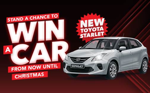 STAND A CHANCE TO WIN A CAR FROM NOW UNTIL CHRISTMAS STAND A CHANCE TO WIN A CAR FROM NOW UNTIL CHRISTMAS
