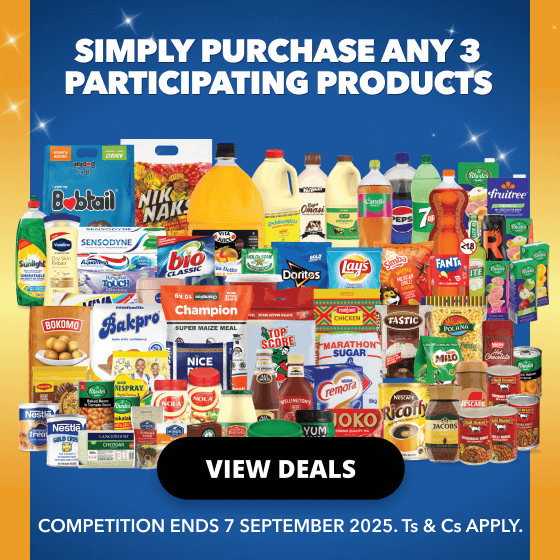 Shoprite Namibia turns 35 and you could win your groceries for FREE for an entire year! Buy 3 participating products, scan your slip and enter on WhatsApp. Offers valid until 7 September 2025. 