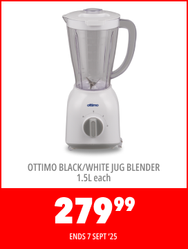 OTTIMO BLACK/WHITE JUG BLENDER 1.5L EACH, 279,99