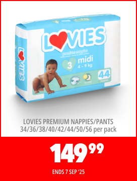 LOVIES PREMIUM NAPPIES/PANTS 34/36/38/40/42/44/50/56 PER PACK, 149,99